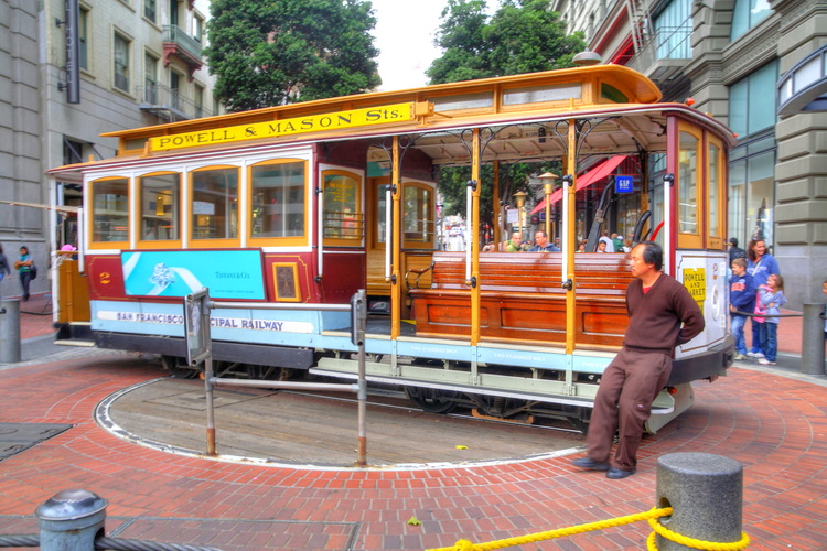 Tranvía en Powell Street, USA, California, San Francisco
