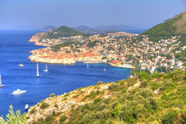 Vistas desde la  carretera al sur de Dubrovnik, Croacia