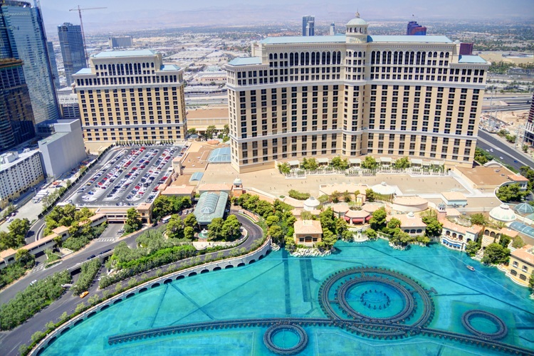 Vistas del Bellagio desde la réplica de la Torre Eiffel, Las Vegas, USA, Estados Unidos Vistas del Bellagio desde la réplica de la Torre Eiffel, Las Vegas, USA, Estados Unidos