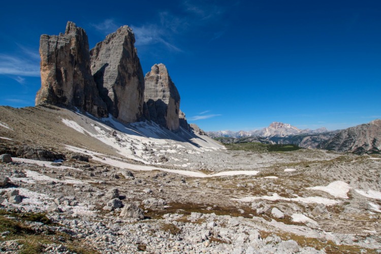 Vistas de las Tre Cime de Lavaredo, Dolomitas, Italia