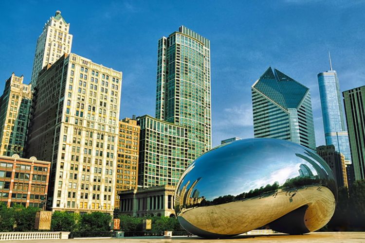 Cloud Gate en el parque Millenium, Chicago, USA, Estados Unidos