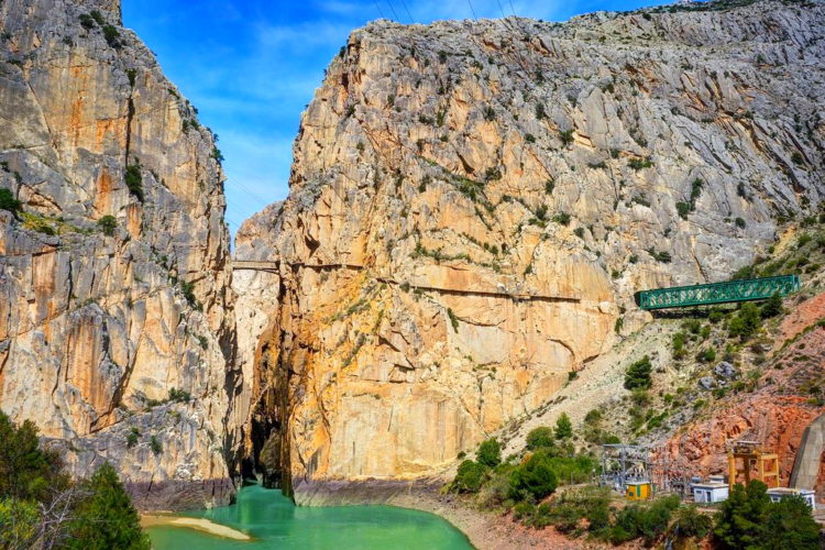 Vista del final del Desfiladero del Caminito del Rey, Andalucía, Málaga