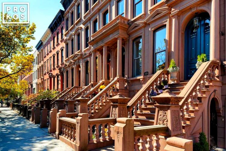 Típicas casas de Harlem, Nueva York, USA, Estados Unidos