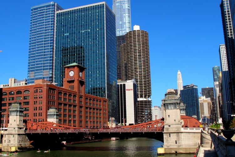 Marina Towers en el río Chicago, USA, Estados Unidos, Chicago