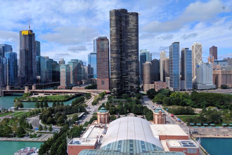 Vista del Navy Pier desde la noria, USA, Estados Unidos, Chicago