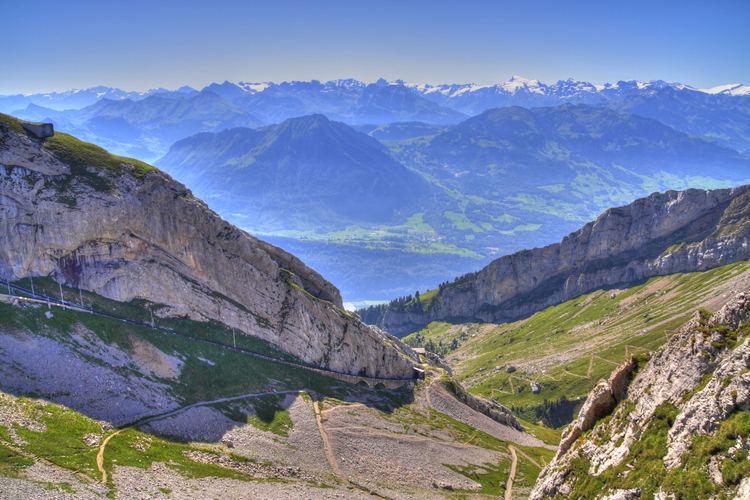 Tramo final de la subida del tren cremallera al Pilatus