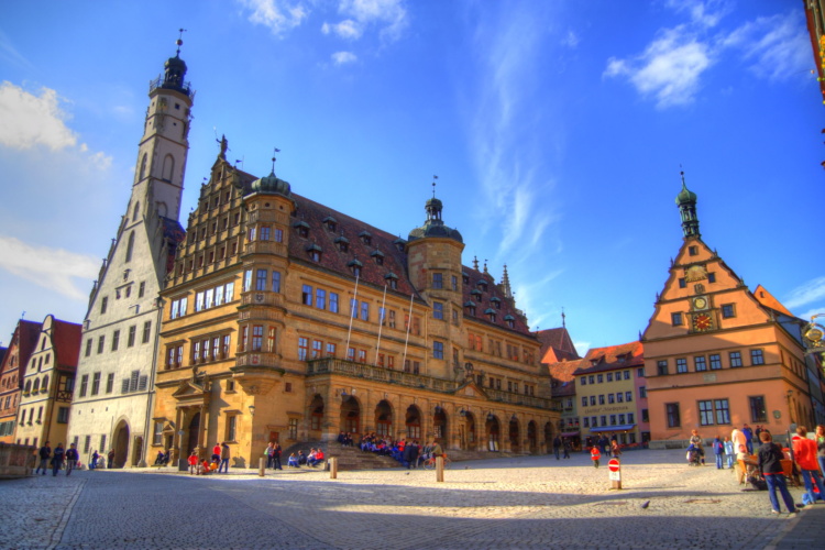 Plaza de Rothenburg, Franconia, Baviera, Alemania