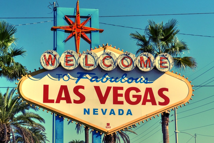 Rotulo de bienvenida a Las Vegas, USA, Estados 