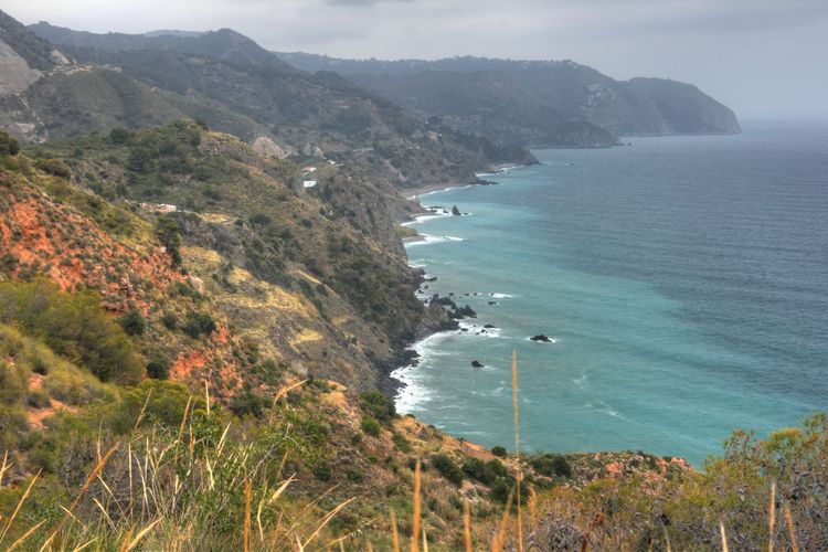 Vista de los acantilados de Maro desde la Torre de Maro, Málaga, Andalucia