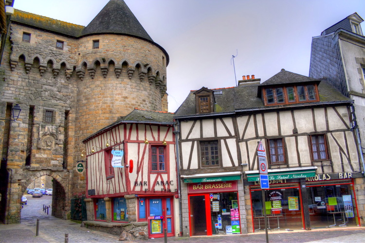 Casas de entramado de madera en Vannes, Bretaña, Francia