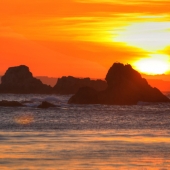 Puesta de sol en la playa del Silencio