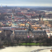 Vistas desde la torre de TV con el Nordiska Museet en primer plano