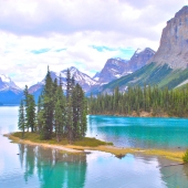 Spirit Island en Maligne Lake, Jasper National Park, Alberta, Canada